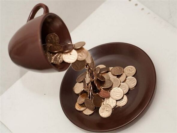 bowl of coins to withdraw money