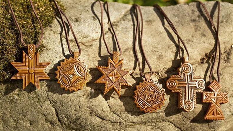 wooden amulet and talisman